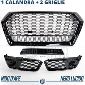 CALANDRA + GRIGLIE FENDINEBBIA per AUDI Q5 FY (16-20) | Mascherine Nere Tuning a Nido d' Ape