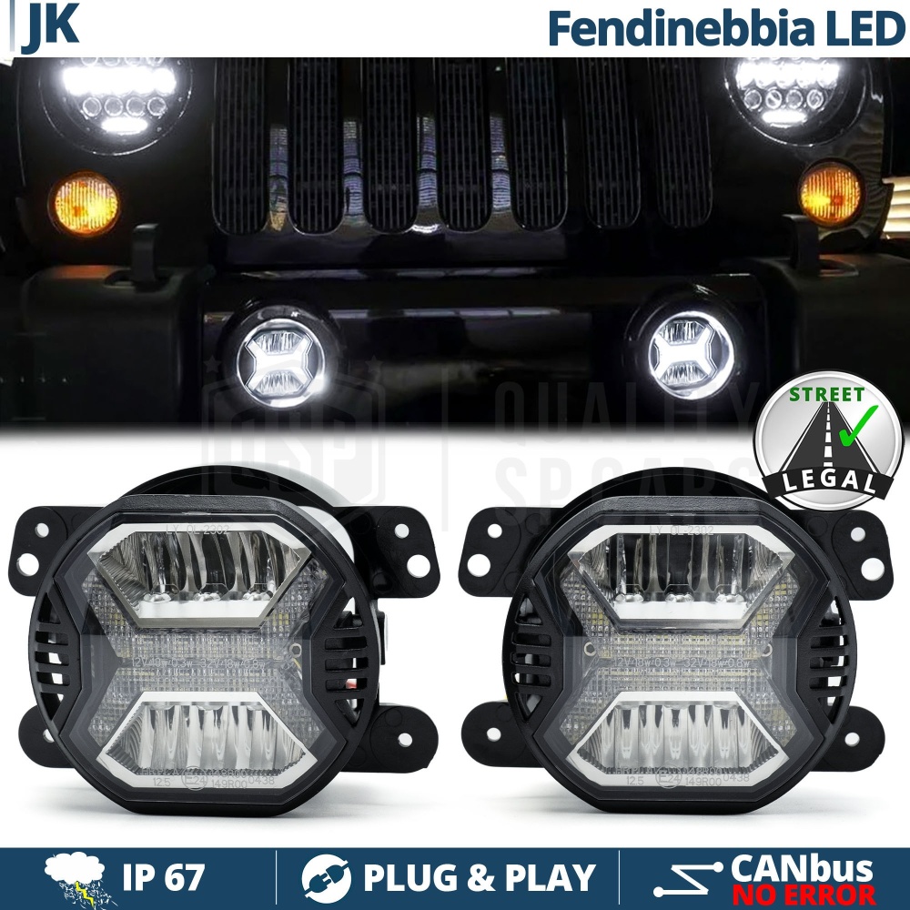 Faros Antiniebla LED para Jeep WRANGLER JK APROBADOS, con Luces Diurnas LED DRL | Luz Blanca