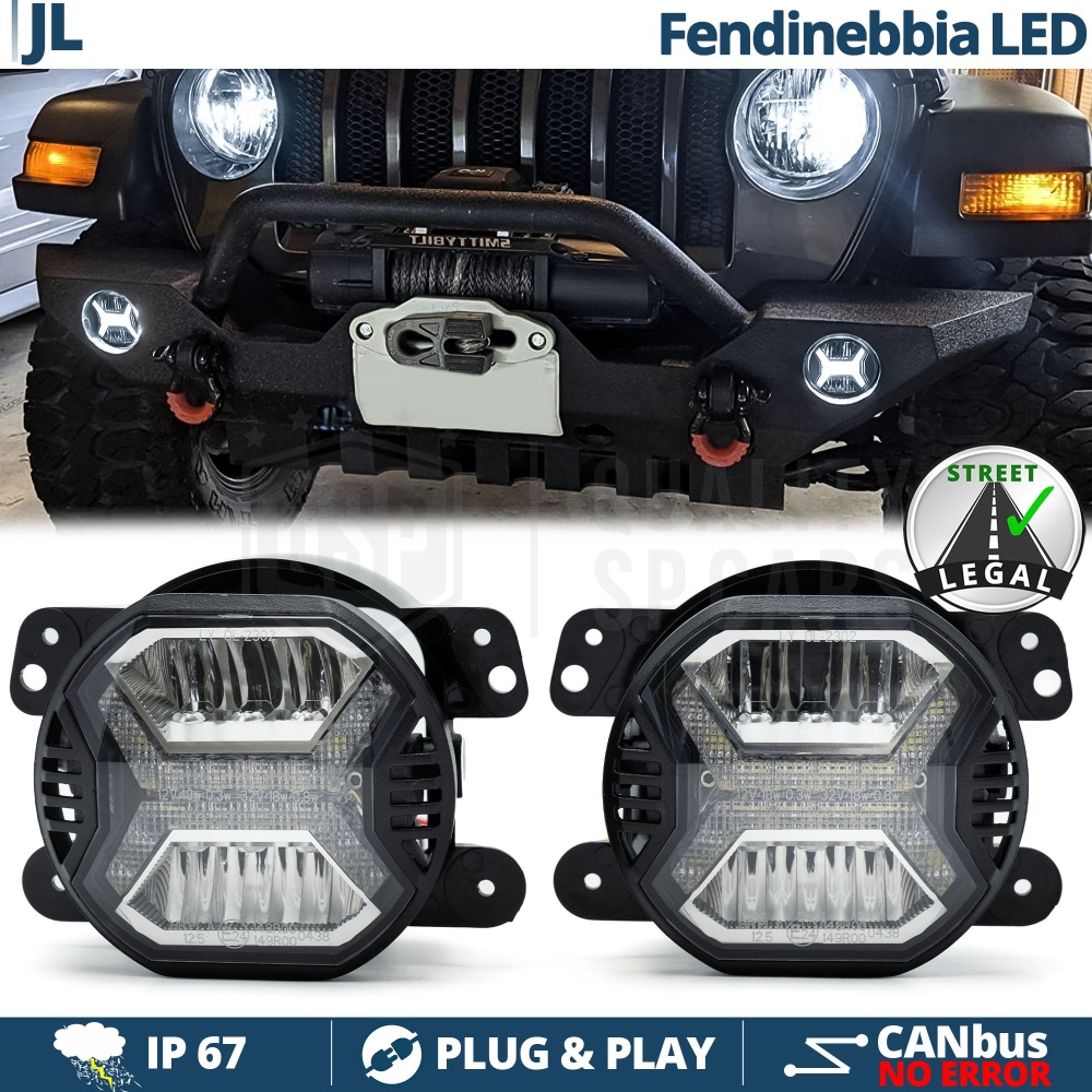 Faros Antiniebla LED para Jeep WRANGLER JL APROBADOS, con Luces Diurnas LED DRL | Luz Blanca