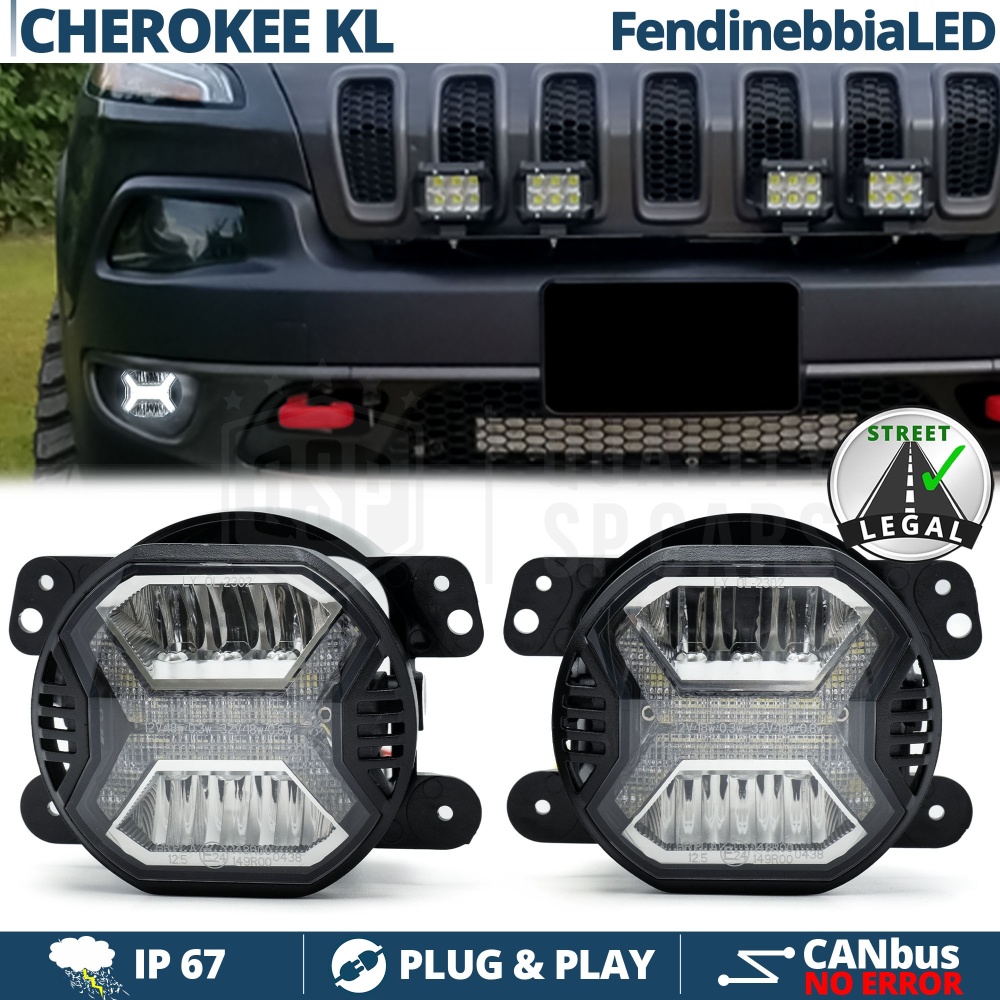 Faros Antiniebla LED para Jeep CHEROKEE KL APROBADOS, con Luces Diurnas LED DRL | Luz Blanca