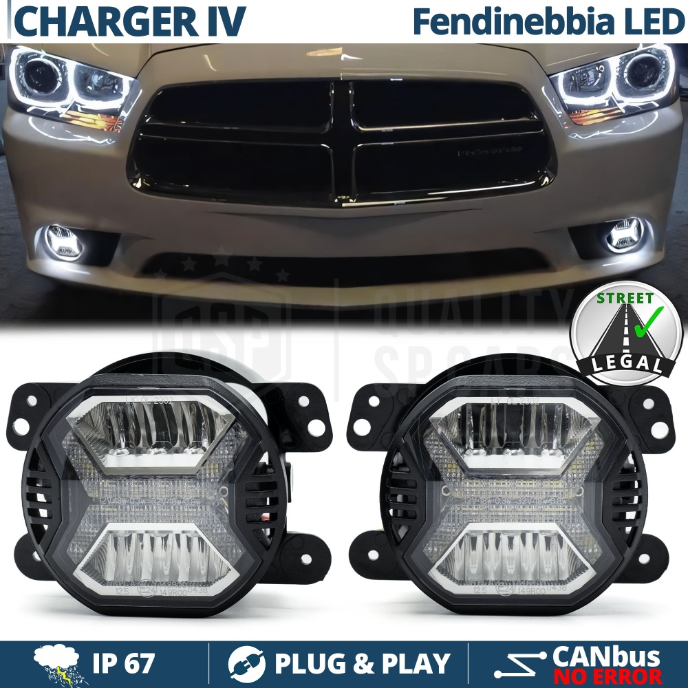 Fari Fendinebbia LED Per Dodge CHARGER LD 11-14, OMOLOGATI, con Luci Diurne LED DRL