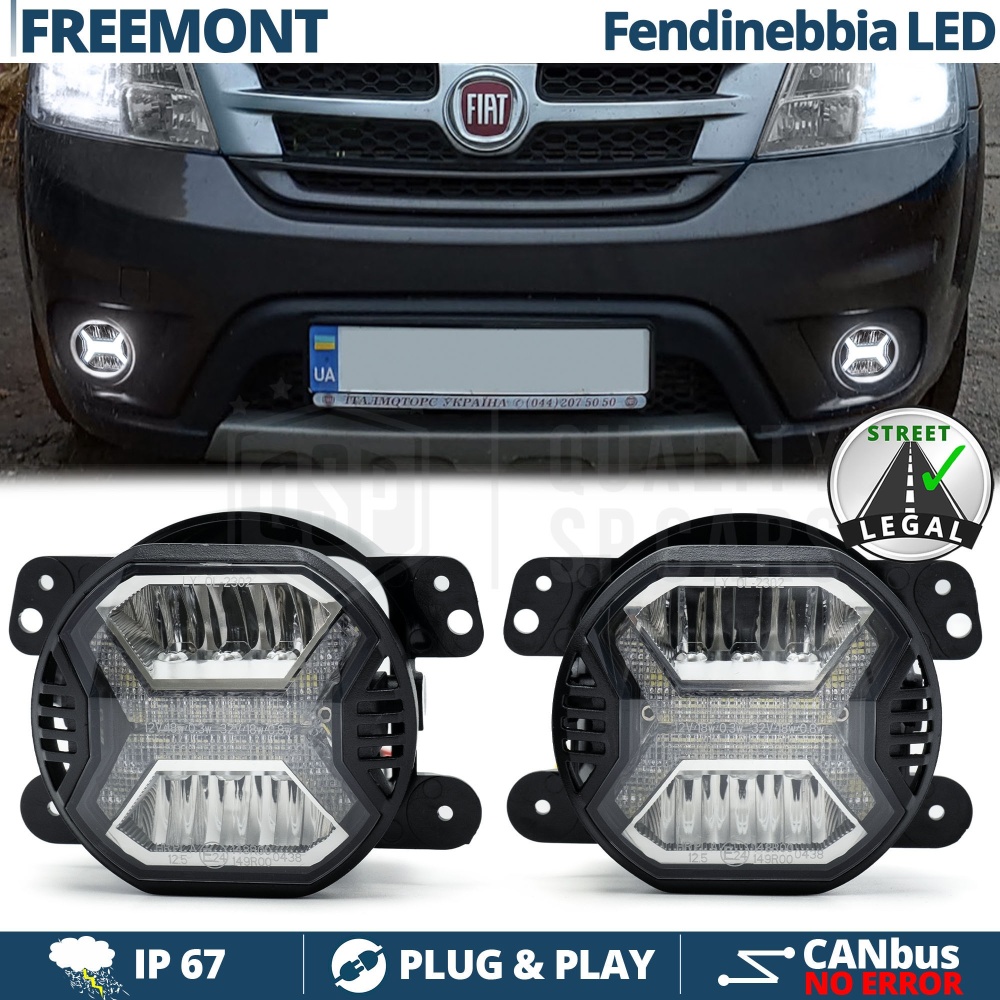 Faros Antiniebla LED para Fiat FREEMONT APROBADOS, con Luces Diurnas LED DRL | Luz Blanca