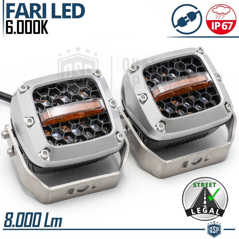2 Faros LED Adicionales para Vehículos HOMOLOGADOS | 60W, 8000LM, Luz Blanca +430MT | Plata