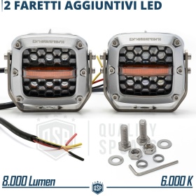 2 Faros LED Adicionales para Vehículos HOMOLOGADOS | 60W, 8000LM, Luz Blanca +430MT | Plata