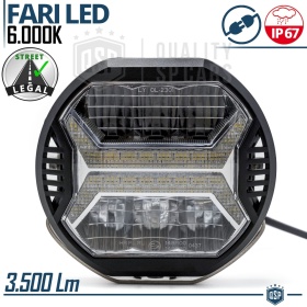 1 Faro LED DRL Adicional para Vehículos HOMOLOGADO, Negro | 35W, 3.500LM, Luz Potente +350MT