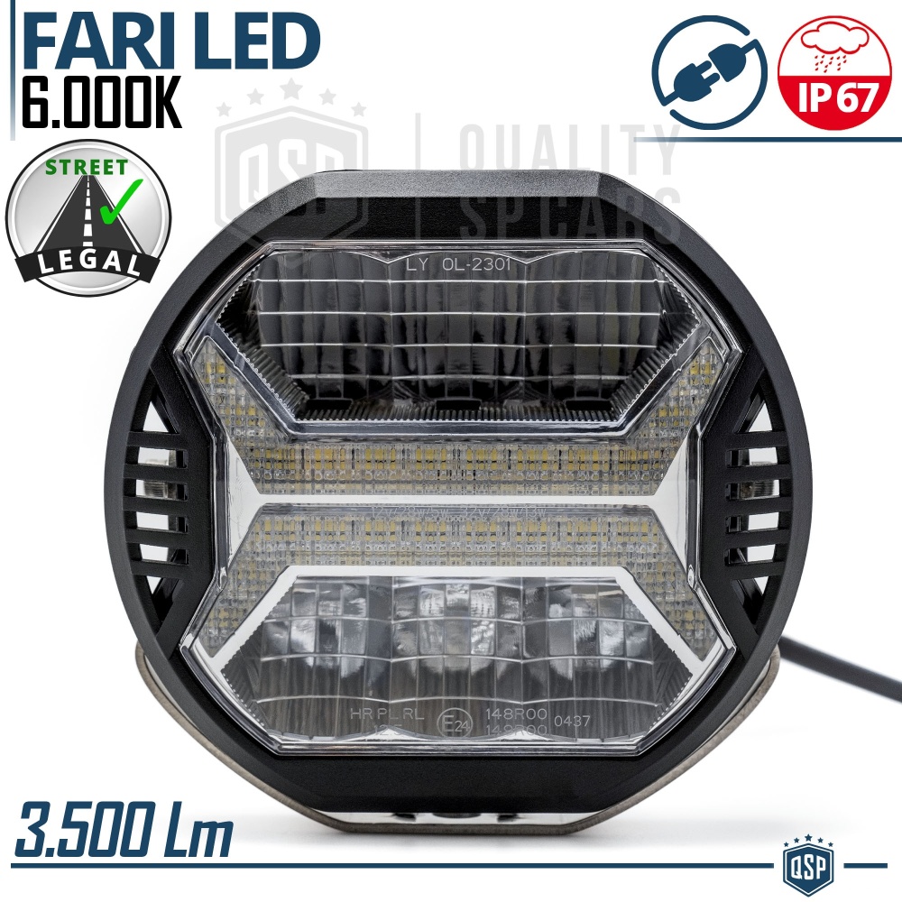 1 Faro LED DRL Adicional para Vehículos HOMOLOGADO, Negro | 35W, 3.500LM, Luz Potente +350MT
