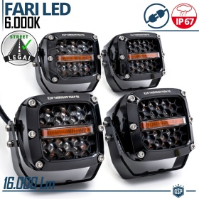 4 Faros LED Adicionales para Vehículos HOMOLOGADOS | 120W, 16000LM, Potente Luz 430MT | Negro