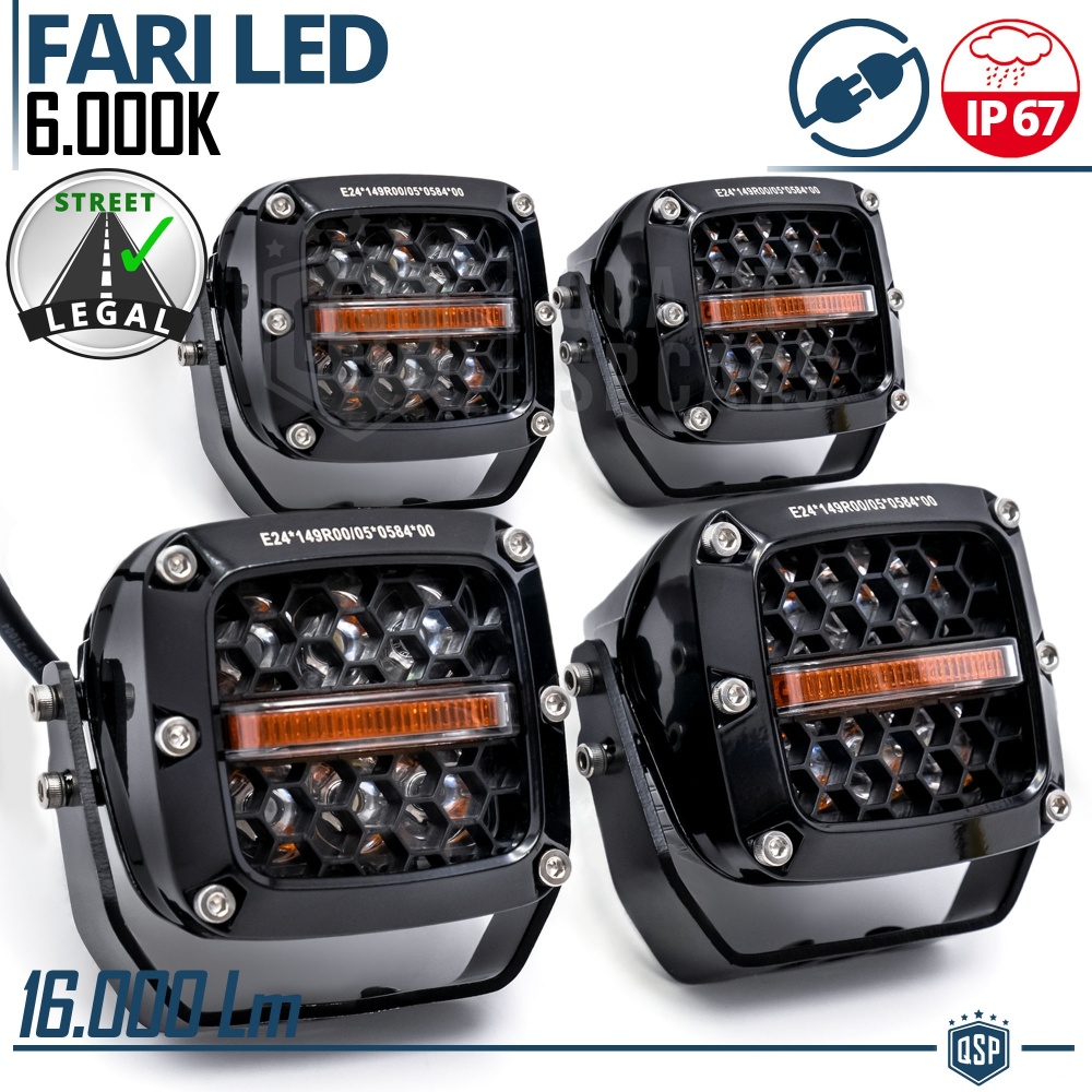 4 Faros LED Adicionales para Vehículos HOMOLOGADOS | 120W, 16000LM, Potente Luz 430MT | Negro