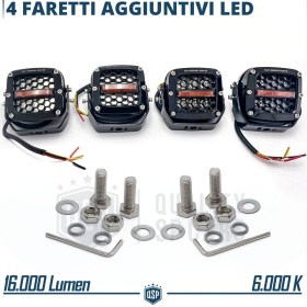 4 Faros LED Adicionales para Vehículos HOMOLOGADOS | 120W, 16000LM, Potente Luz 430MT | Negro