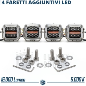 4 Faros LED Adicionales para Vehículos HOMOLOGADOS | 120W, 16000LM, Luz Blanca +430MT | Plata