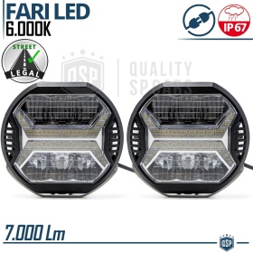 2 Faros LED DRL Adicionales para Vehículos HOMOLOGADOS, Negros | 70W, 7.000LM, Luz Potente +350MT