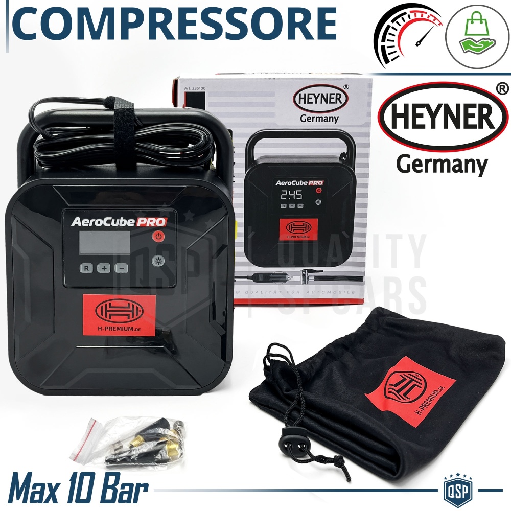 COMPRESOR Portátil para Coche PROFESIONAL Heyner GERMANY | POTENTE Presión Max 10bar