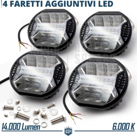 4 Faros LED DRL Adicionales para Vehículos HOMOLOGADOS, Negros | 140W, 14.000LM, Luz Potente +350MT