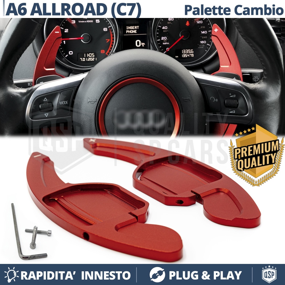 2 Levas de Volante para AUDI A6 ALLROAD (C7) | Levas de Cambio en Aluminio Rojo 2 Levas de Volante para AUDI A6 ALLROAD (C7) | Levas de Cambio en Aluminio Rojo