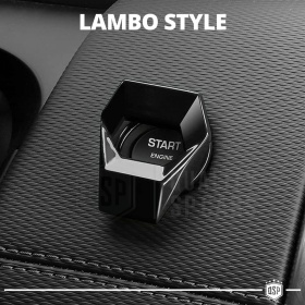 Cubierta Botón Start Stop para Coches, Cubierta Pulsador Arranque Aluminio NEGRO Estilo Lambo