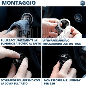Cubierta Botón Start Stop para Coches, Cubierta Pulsador Arranque Aluminio NEGRO Estilo Lambo