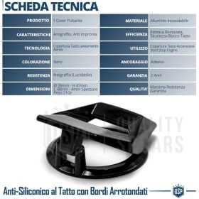 Cubierta Botón Start Stop para Coches, Cubierta Pulsador Arranque Aluminio NEGRO Estilo Lambo