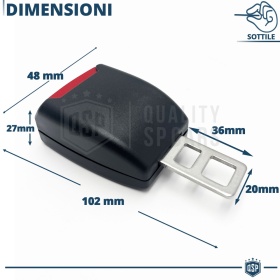 Hebilla de Cinturón de Seguridad ANTI ALARMA Extensión 7 cm para Transporte Mercancías y Animales