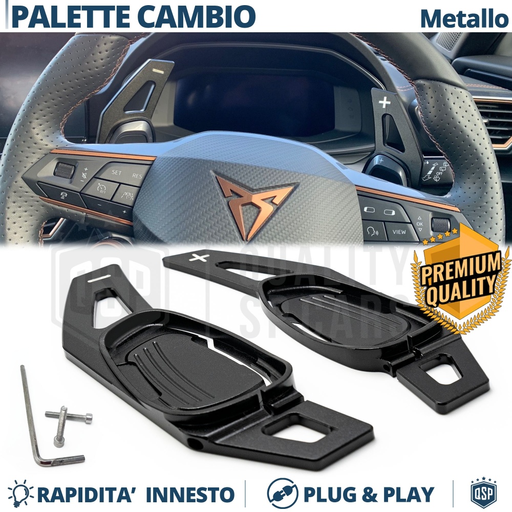 2 Levas de Volante para Cupra Leon, Ateca, Formentor | Levas de Cambio en Aluminio Negro 2 Levas de Volante para Cupra Leon, Ateca, Formentor | Levas de Cambio en Aluminio Negro