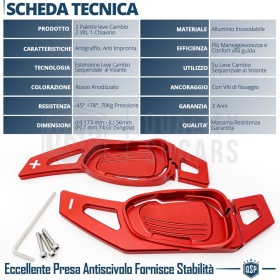 2 Levas de Volante para Cupra Leon, Ateca, Formentor | Levas de Cambio en Aluminio Rojo