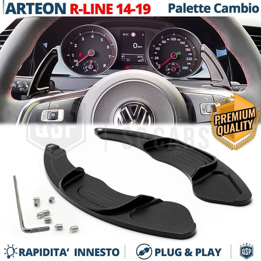 2 PALETTE Cambio al Volante per VOLKSWAGEN Arteon R-Line 17-20 | Leve Paddle Alluminio Nero 2 PALETTE Cambio al Volante per VOLKSWAGEN Arteon R-Line 17-20 | Leve Paddle Alluminio Nero