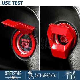 Car Start Stop Button Cover, Engine Start Button Cover in RED Aluminum Lambo Style