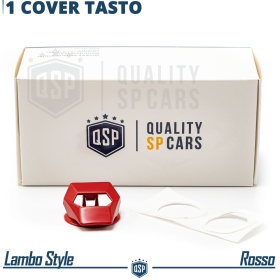 Car Start Stop Button Cover, Engine Start Button Cover in RED Aluminum Lambo Style