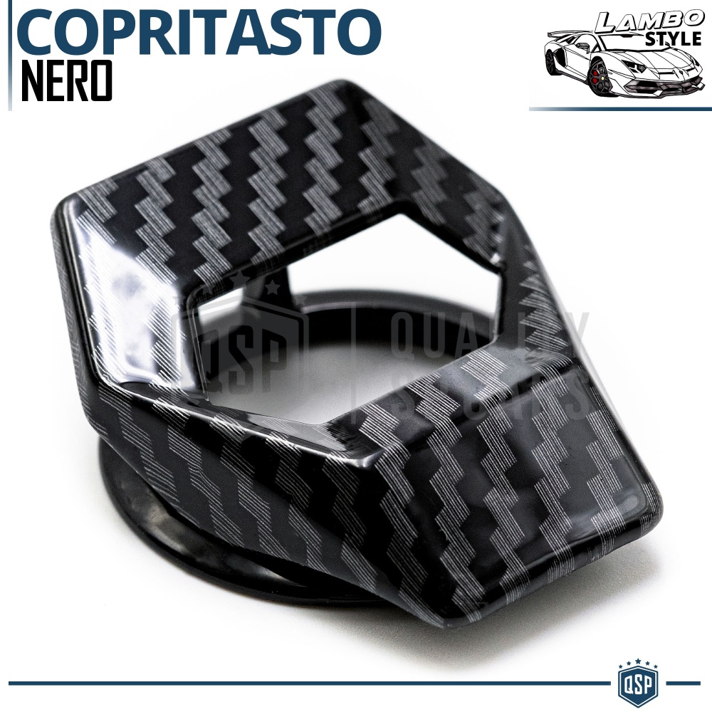 Cubierta Botón Start Stop para Coches, Cubierta Pulsador Arranque CARBONO NEGRO Estilo Lambo