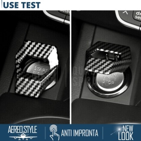 Cubierta Botón Start Stop para Coches, Cubierta Pulsador Arranque CARBONO NEGRO Estilo Lambo