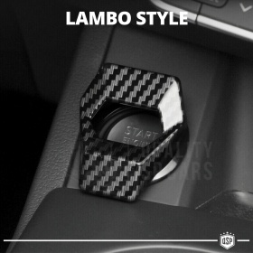 Cubierta Botón Start Stop para Coches, Cubierta Pulsador Arranque CARBONO NEGRO Estilo Lambo