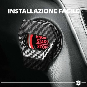 Cubierta Botón Start Stop para Coches, Cubierta Pulsador Arranque CARBONO NEGRO Estilo Lambo