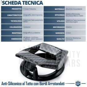 Cubierta Botón Start Stop para Coches, Cubierta Pulsador Arranque CARBONO NEGRO Estilo Lambo