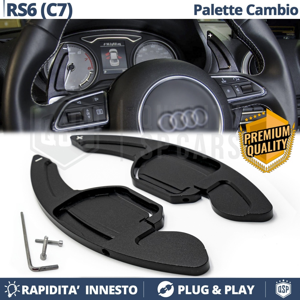 2 PALETTE Cambio al Volante per AUDI RS6 (C7) | Leve Cambio Sequenziale in Alluminio Nero 2 PALETTE Cambio al Volante per AUDI RS6 (C7) | Leve Cambio Sequenziale in Alluminio Nero