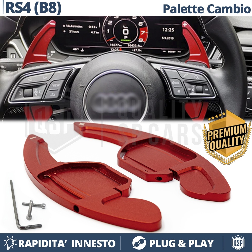 2 Levas de Volante para AUDI RS4 (B8) 12-13 | Levas de Cambio en Aluminio Rojo 2 Levas de Volante para AUDI RS4 (B8) 12-13 | Levas de Cambio en Aluminio Rojo
