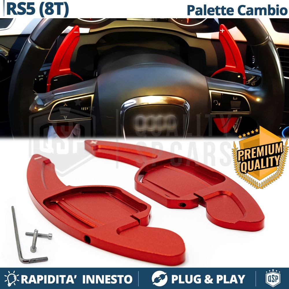 2 Levas de Volante para AUDI RS5 (8T) 10-13 | Levas de Cambio en Aluminio Rojo 2 Levas de Volante para AUDI RS5 (8T) 10-13 | Levas de Cambio en Aluminio Rojo