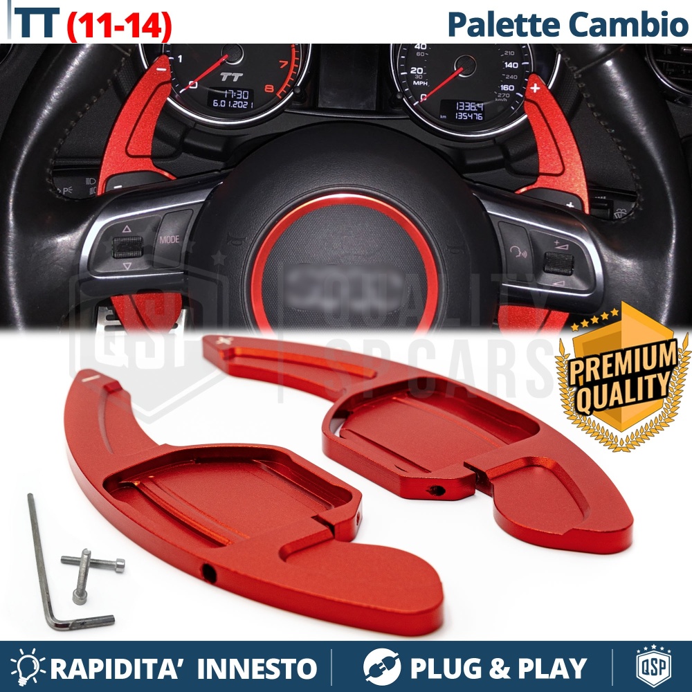2 Levas de Volante para AUDI TT (8J) 11-14 | Levas de Cambio en Aluminio Rojo 2 Levas de Volante para AUDI TT (8J) 11-14 | Levas de Cambio en Aluminio Rojo