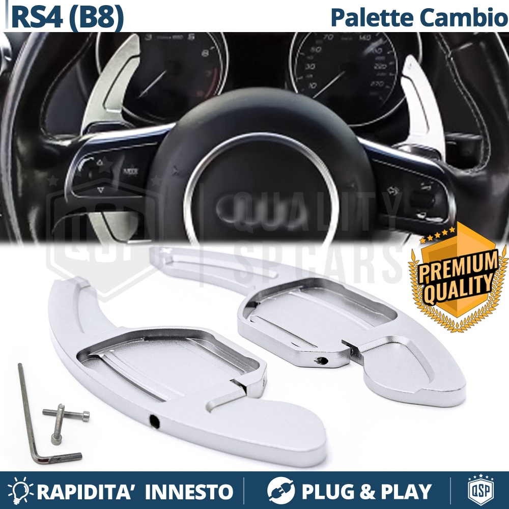 2 Levas de Volante para AUDI RS4 (B8) 12-13 | Levas de Cambio en Aluminio Silver 2 Levas de Volante para AUDI RS4 (B8) 12-13 | Levas de Cambio en Aluminio Silver