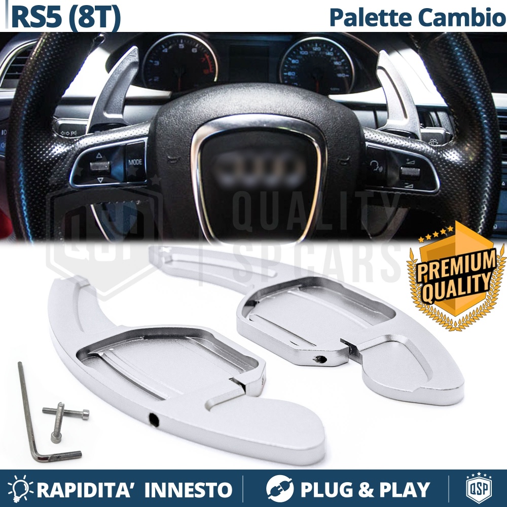 2 Levas de Volante para AUDI RS5 (8T) 10-13 | Levas de Cambio en Aluminio Silver 2 Levas de Volante para AUDI RS5 (8T) 10-13 | Levas de Cambio en Aluminio Silver