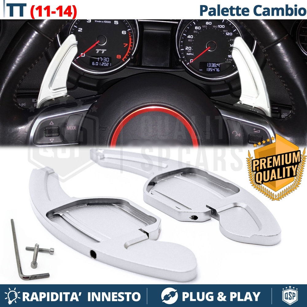 2 Levas de Volante para AUDI TT (8J) 11-14 | Levas de Cambio en Aluminio Silver 2 Levas de Volante para AUDI TT (8J) 11-14 | Levas de Cambio en Aluminio Silver