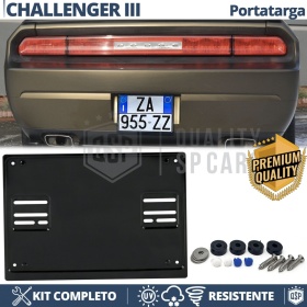 Portamatrícula TRASERO para Dodge Challenger 3 Cuadrado | Kit COMPLETO en ACERO INOXIDABLE Negro