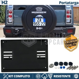 Portamatrícula TRASERO para Hummer H2 Cuadrado | Kit COMPLETO en ACERO INOXIDABLE Negro