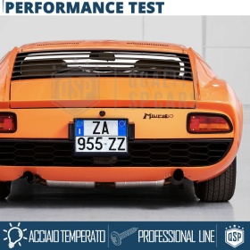 Portamatrícula TRASERO para Lamborghini Miura Cuadrado | Kit COMPLETO en ACERO INOXIDABLE Negro