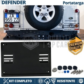 Portamatrícula TRASERO para Land Rover Defender Cuadrado | Kit COMPLETO en ACERO INOXIDABLE Negro