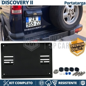 Portamatrícula TRASERO para Land Rover Discovery 2 Cuadrado | Kit COMPLETO en ACERO INOXIDABLE Negro
