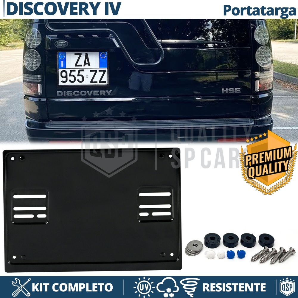 Portamatrícula TRASERO para Land Rover Discovery 4 Cuadrado | Kit COMPLETO en ACERO INOXIDABLE Negro