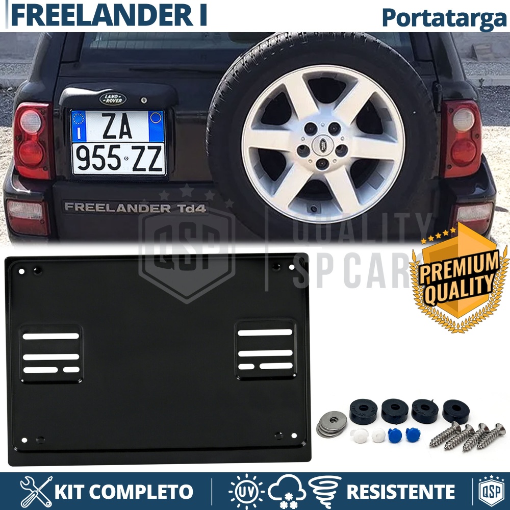 Portamatrícula TRASERO para Land Rover Freelander 1 Cuadrado | Kit COMPLETO en ACERO INOXIDABLE Negro
