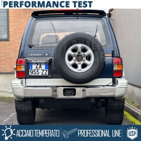Portamatrícula TRASERO para Mitsubishi Pajero Mk2 Cuadrado | Kit COMPLETO en ACERO INOXIDABLE Negro