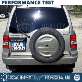 Portamatrícula TRASERO para Mitsubishi Pajero Pinin Cuadrado | Kit COMPLETO en ACERO INOXIDABLE Negro