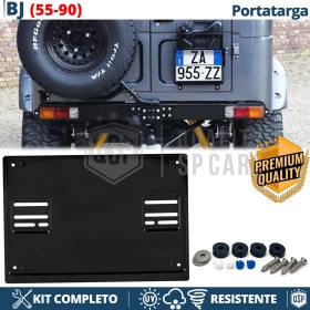 REAR Square License Plate Holder for Toyota Land Cruiser BJ | FULL Kit in Black STAINLESS STEEL