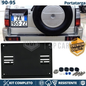 Portamatrícula TRASERO para Toyota Land Cruiser 90-95 Cuadrado | Kit COMPLETO en ACERO INOXIDABLE Negro